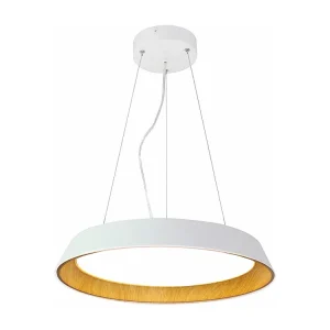 Premium IP44 Hanglamp met ledverlichting van metaal en aluminium - D45 cm - Wit en naturel - DERRY