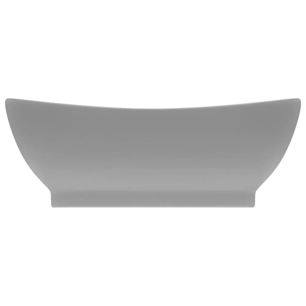 Barrière-vrije Wastafel met overloop ovaal 58,5x39 cm keramiek mat lichtgrijs