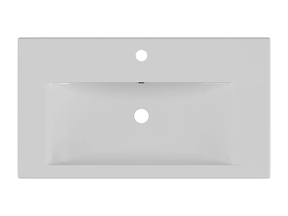 RVS (Roestvrij Staal) Witte voorbouwwastafel van keramiek, L71,5 cm, YASMAC