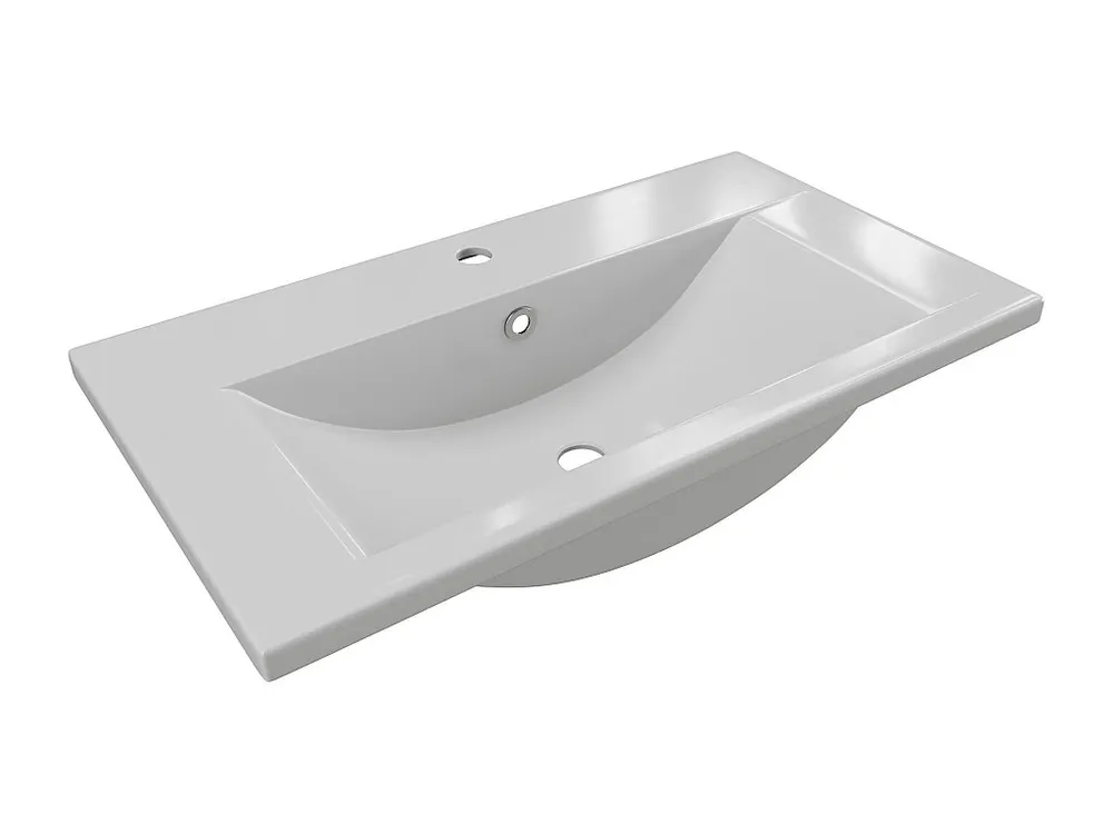 RVS (Roestvrij Staal) Witte voorbouwwastafel van keramiek, L71,5 cm, YASMAC