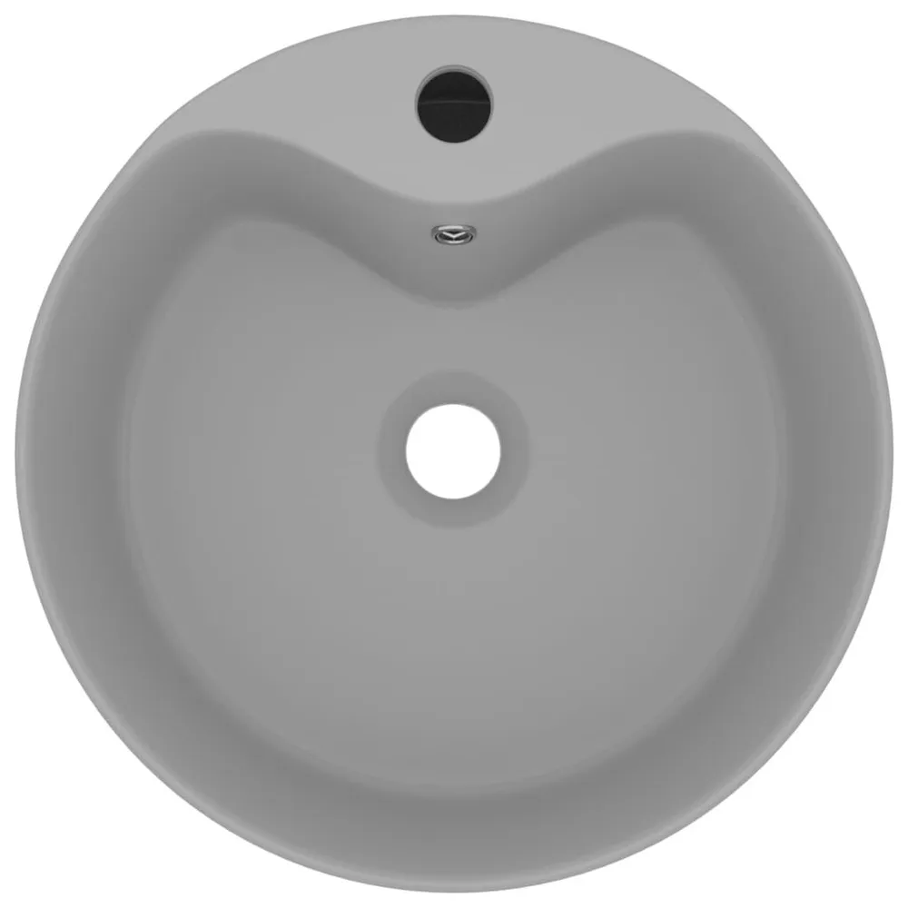 Wastafel met overloop 36x13 cm keramiek mat lichtgrijs voor Toegankelijke Badkamers