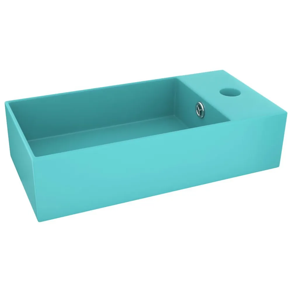 Wastafel met overloop keramiek lichtgroen Waterbesparend Model
