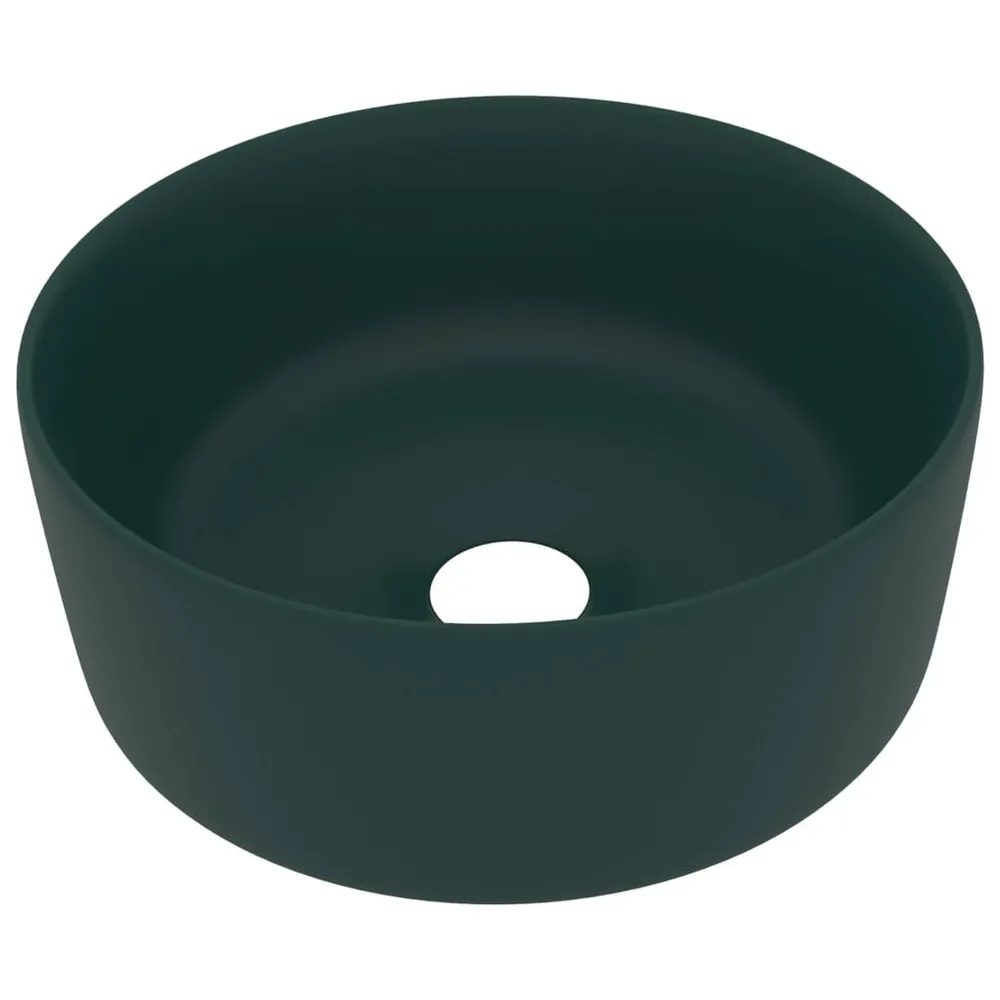 Wastafel rond 40x15 cm keramiek mat donkergroen Quick Install | Alles--één Set