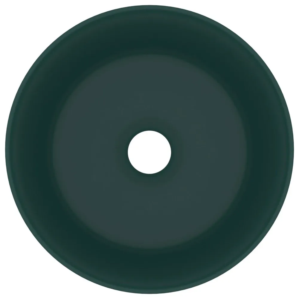 Wastafel rond 40x15 cm keramiek mat donkergroen Quick Install | Alles--één Set