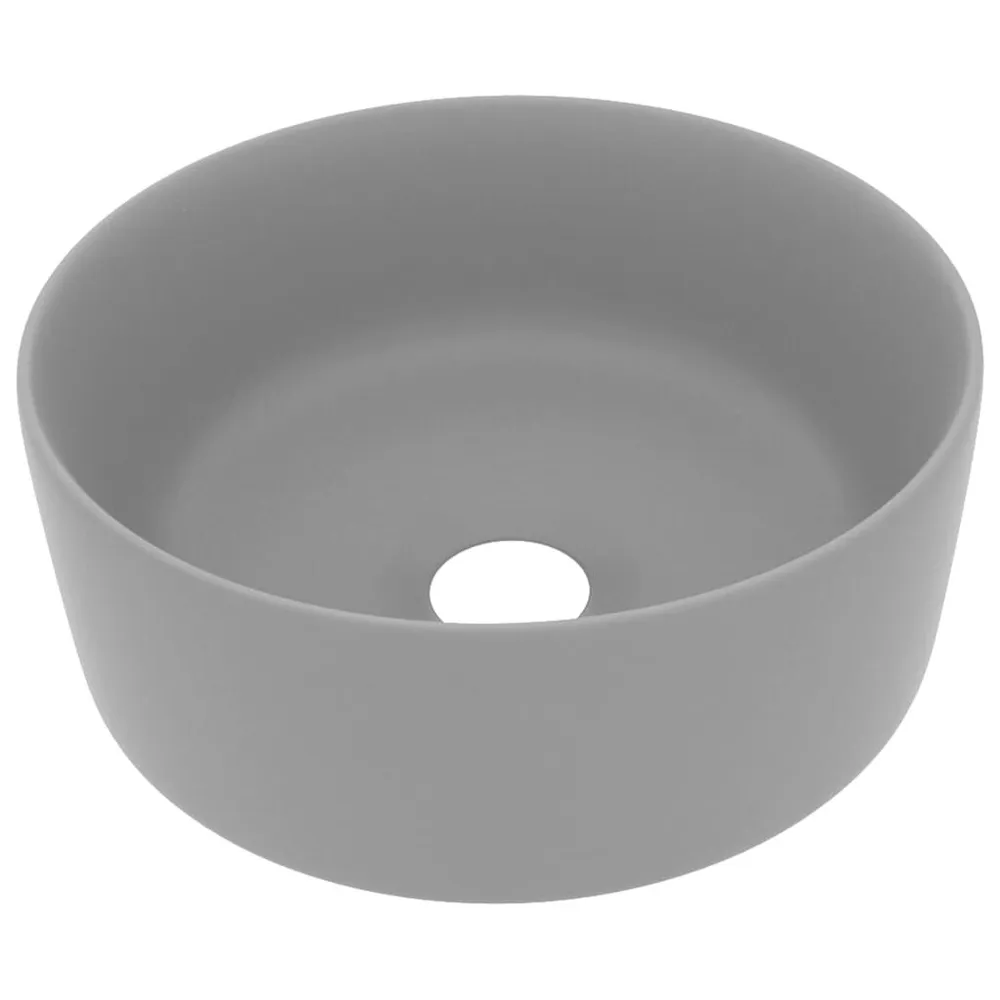 Wastafel rond 40x15 cm keramiek mat lichtgrijs - Eenvoudige Montage