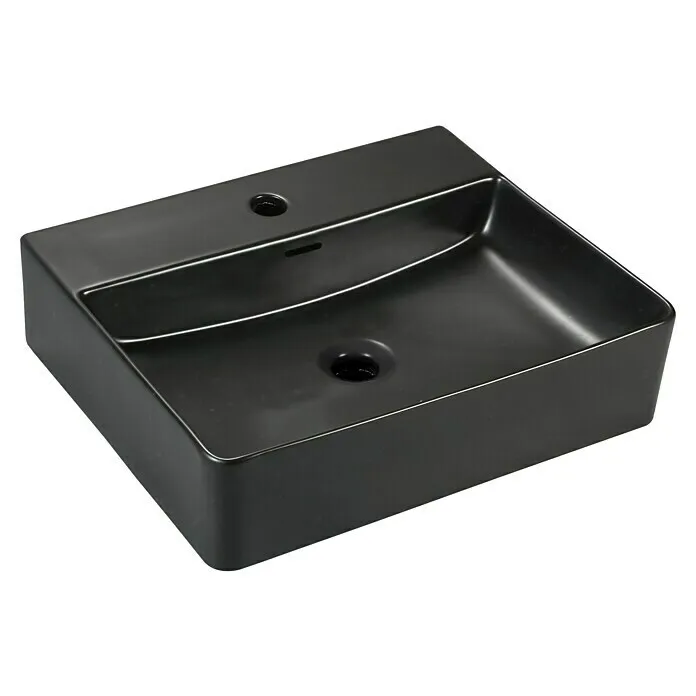Waterbesparende Best Design Wastafel Flaago - 50,5 x 42,5 cm, Met overloop, Zwart