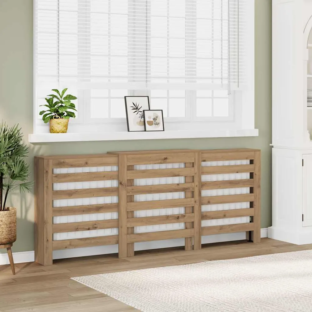 Radiatorombouw 205x21,5x83,5 cm bewerkt hout artisanaal eiken