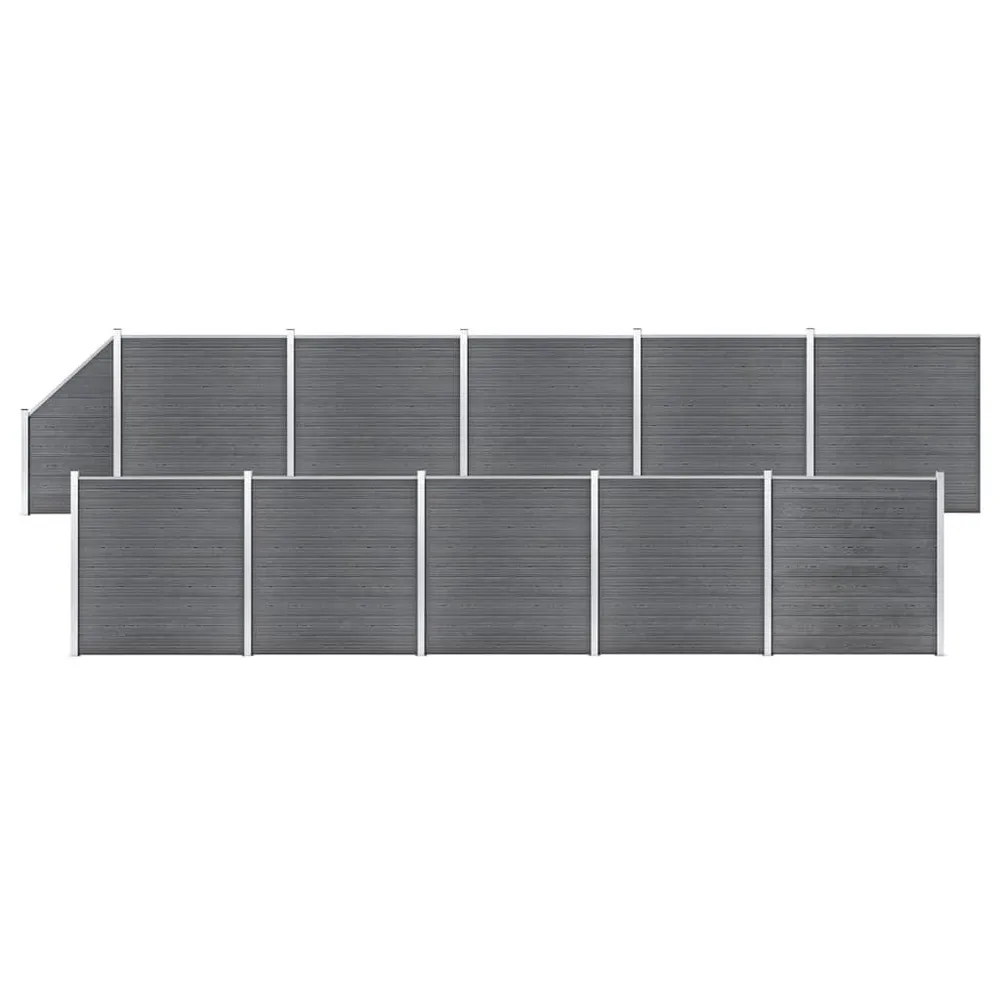 Schuttingset 10 vierkant en 1 schuin 1830x186 cm HKC grijs