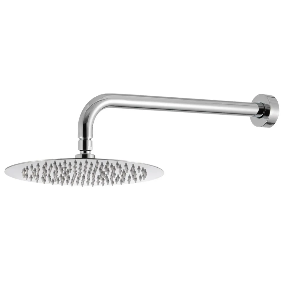 Shower kit one-way built- and 200 mm round showerhead chromed geel koper Ottomix