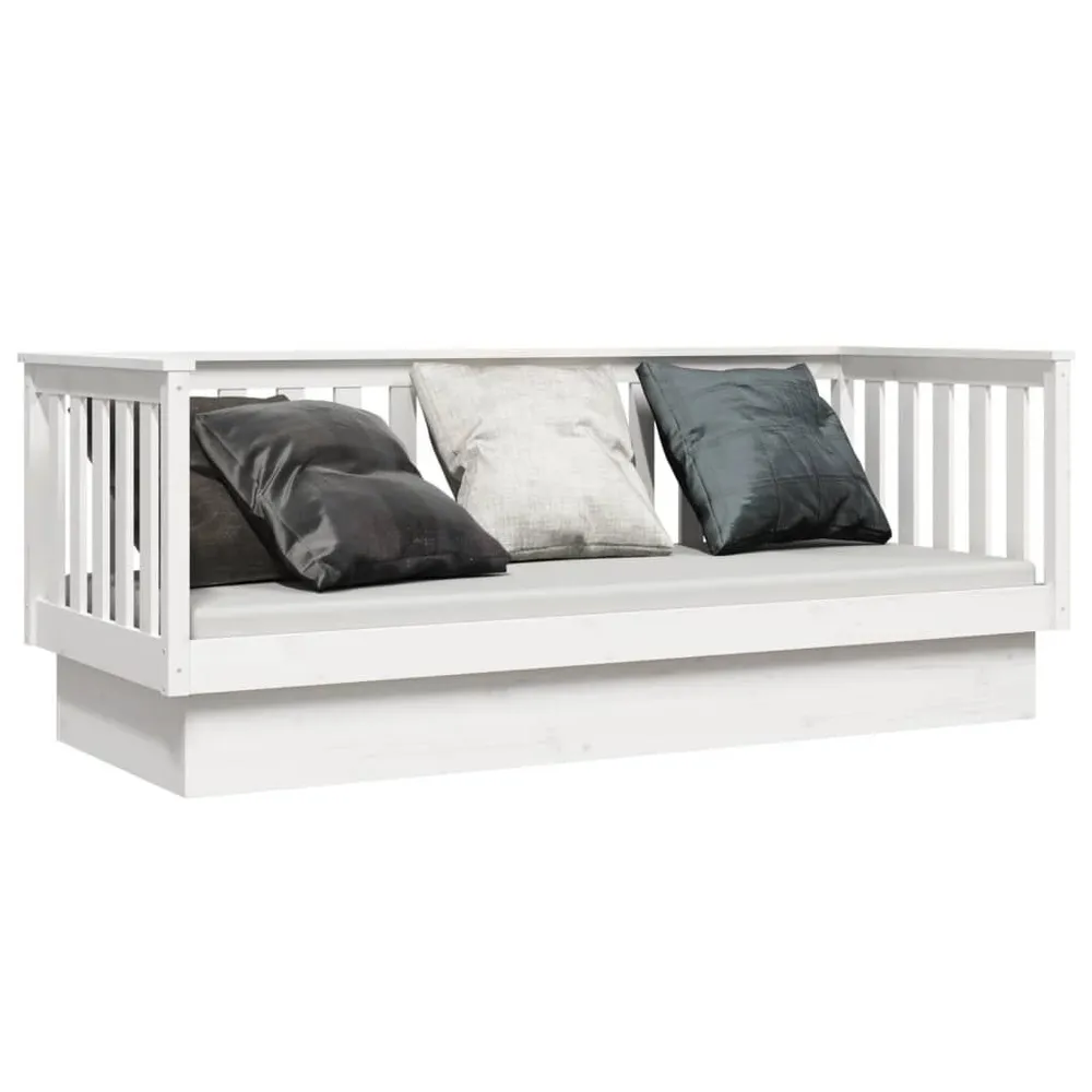 Slaapbank zonder matras 75x190 cm massief grenenhout wit