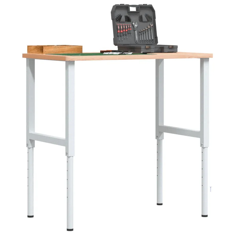 Verplaatsbare Werkbank rechthoekig 100x60x(71,5-98) cm massief beukenhout