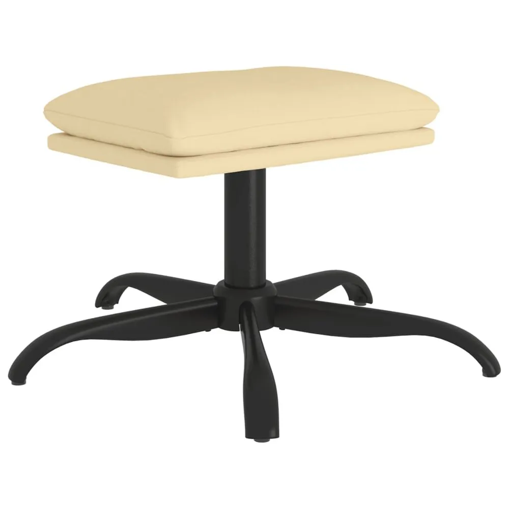Voetenbank 60x60x36 cm fluweel crèmewit met Opvangbak