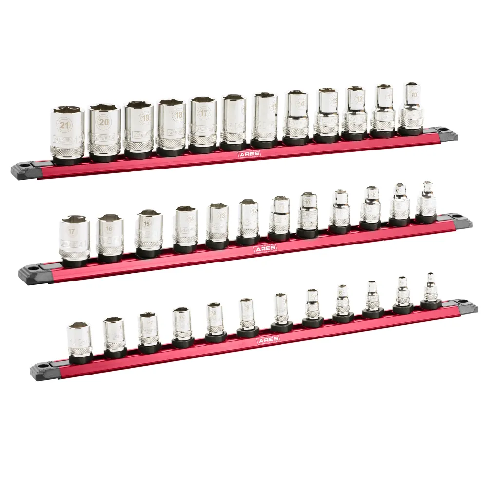 ARES 60171 - 3-Piece 15.5-Inch Rood Twist Lock Magnetic Socket Rail Set