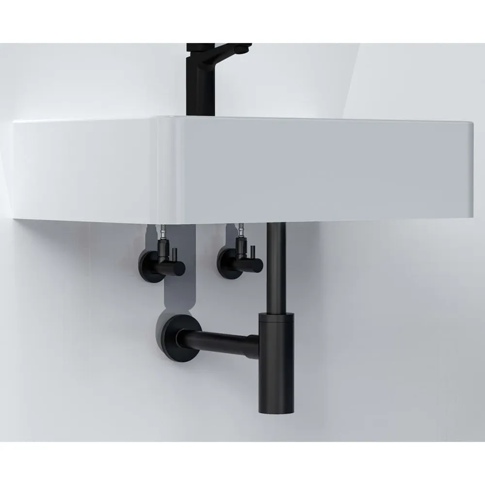 SCHÜTTE Hoeksifon met rozet MS 10 mm Q zwart