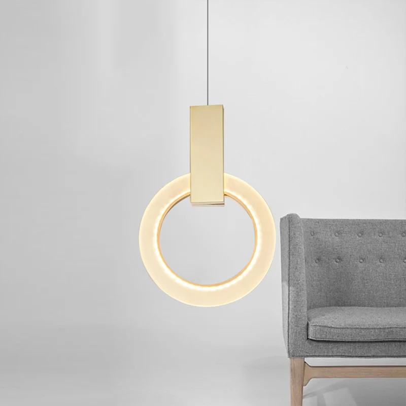 8"/12"/16" Dia Gold Ring Pendant Light Modern 1 Light Plexiglas Ceiling Lighting Fixture Gold