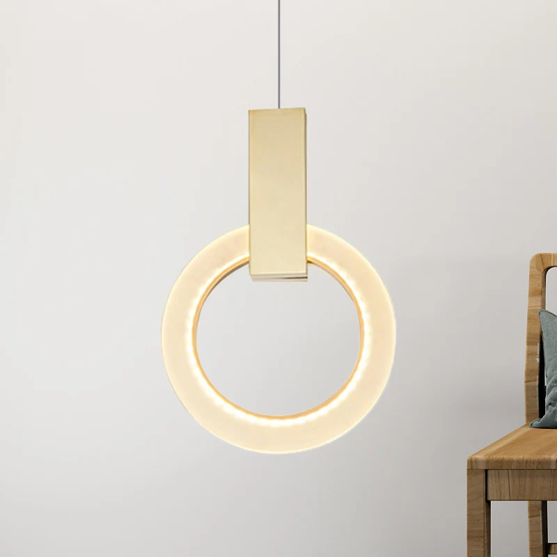 8"/12"/16" Dia Gold Ring Pendant Light Modern 1 Light Plexiglas Ceiling Lighting Fixture Gold