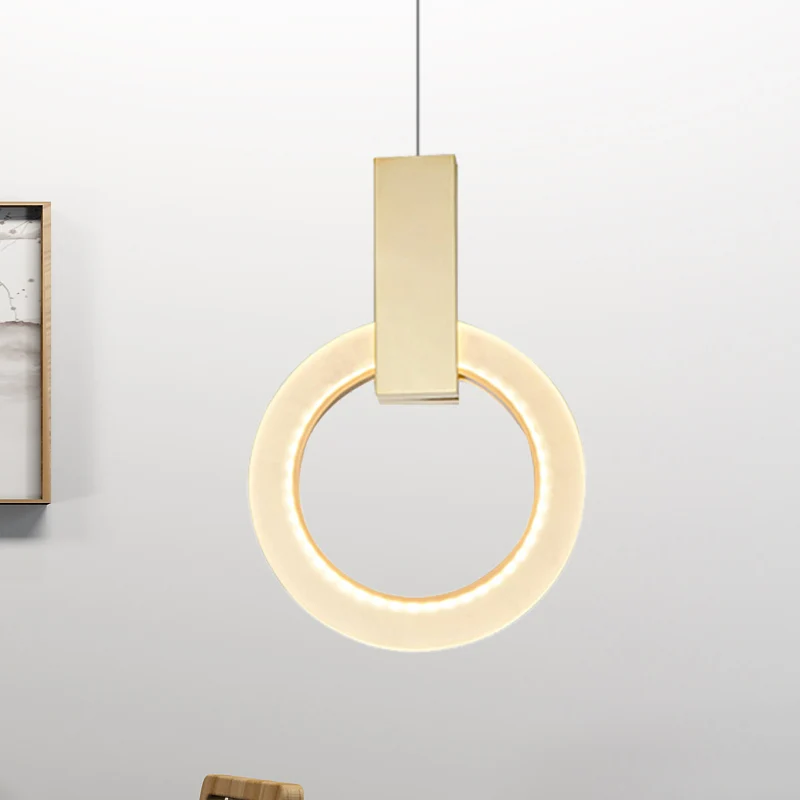 8"/12"/16" Dia Gold Ring Pendant Light Modern 1 Light Plexiglas Ceiling Lighting Fixture Gold