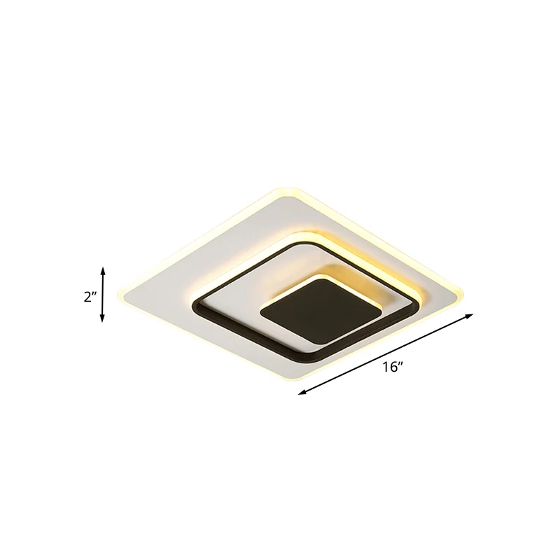 IP67 Gecertificeerde 16"/19.5" W Acrylic Square Flush Mounted Light Simple Sneeuwwit and Black LED Flush Lamp White/Warm L...