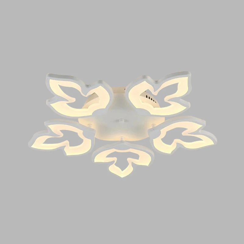 Professionele Waterdichte Acrylic Ahornhout Leaves Semi Flush Mount Contemporary LED White Close to Ceiling Lamp White/War...