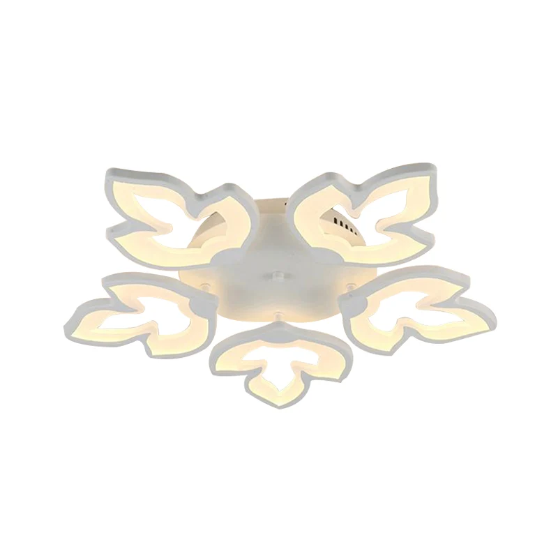 Professionele Waterdichte Acrylic Ahornhout Leaves Semi Flush Mount Contemporary LED White Close to Ceiling Lamp White/War...