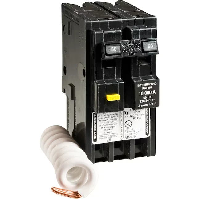 Square D Homeline 50-amp 2-Pole Gfci Circuit Breaker 10kA Scheidingsvermogen
