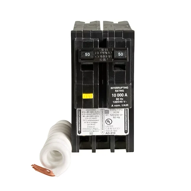 Square D Homeline 50-amp 2-Pole Gfci Circuit Breaker 10kA Scheidingsvermogen