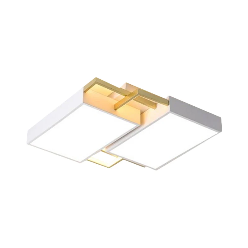 Batterij-gevoede Dubbele rechthoekige inbouwlamp Modernisme Metaal Zwart/goud LED-inbouwlamp warm/wit helder, 16"/19,5" W
