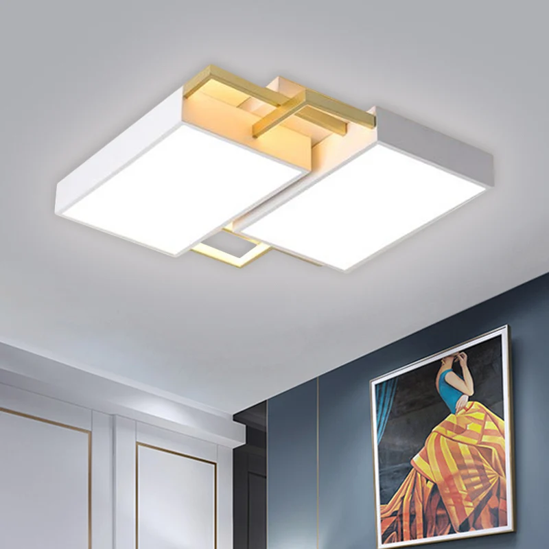 Batterij-gevoede Dubbele rechthoekige inbouwlamp Modernisme Metaal Zwart/goud LED-inbouwlamp warm/wit helder, 16"/19,5" W