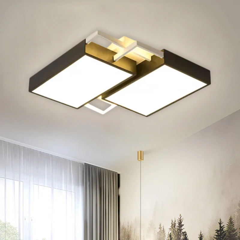 Batterij-gevoede Dubbele rechthoekige inbouwlamp Modernisme Metaal Zwart/goud LED-inbouwlamp warm/wit helder, 16"/19,5" W