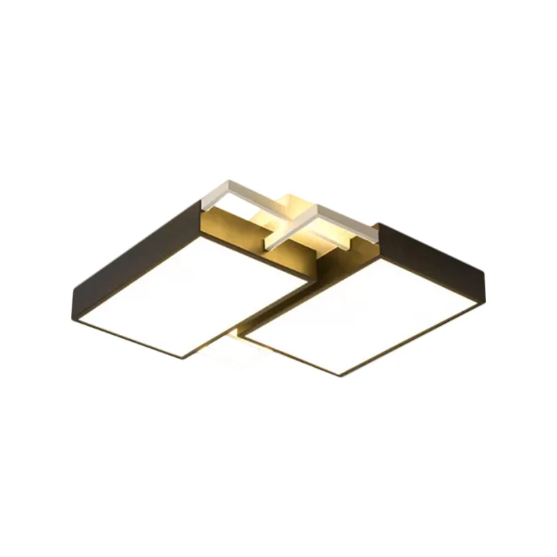 Batterij-gevoede Dubbele rechthoekige inbouwlamp Modernisme Metaal Zwart/goud LED-inbouwlamp warm/wit helder, 16"/19,5" W