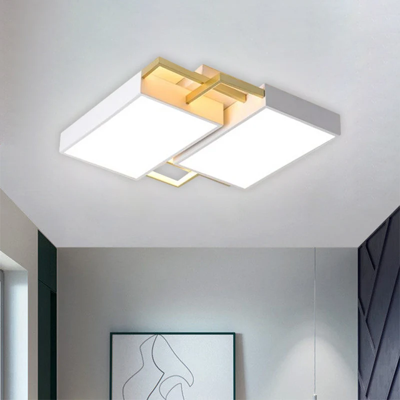 Batterij-gevoede Dubbele rechthoekige inbouwlamp Modernisme Metaal Zwart/goud LED-inbouwlamp warm/wit helder, 16"/19,5" W