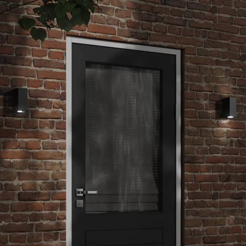 Draagbare Buitenwandlampen 2 st gegoten aluminium zwart