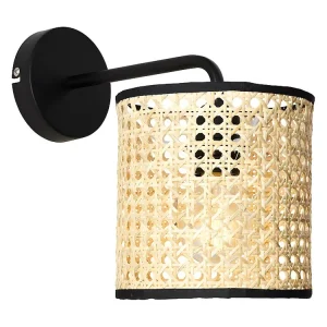 Gevlochten wandlamp etnische stijl - NEIROBI - IJzer en rotan - H25 cm - Koop nu voor Detectie en Controle