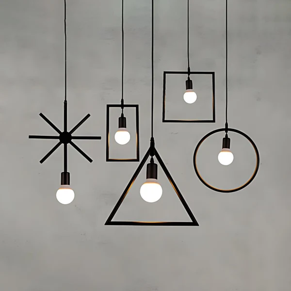 Krachtige Geometrische woonkamer plafondverlichting Industrieel Stijlvol Metaal 5 lampen Zwart hanglamp met verschillende...