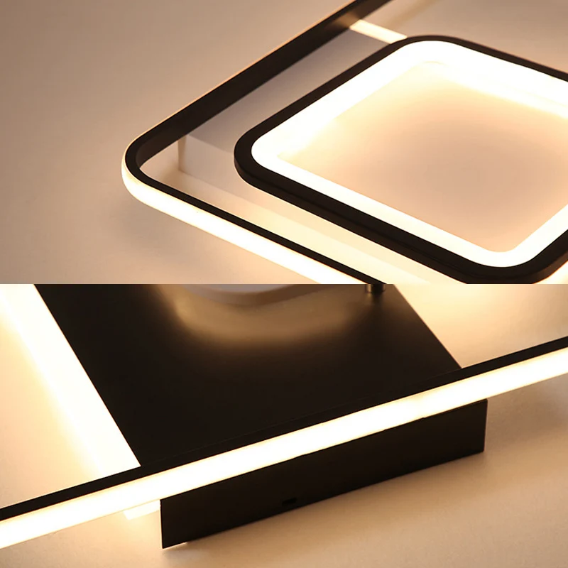 UV- Zwarte rechthoekige plafondlamp Moderne acryl LED-inbouwlamp warm/wit zacht