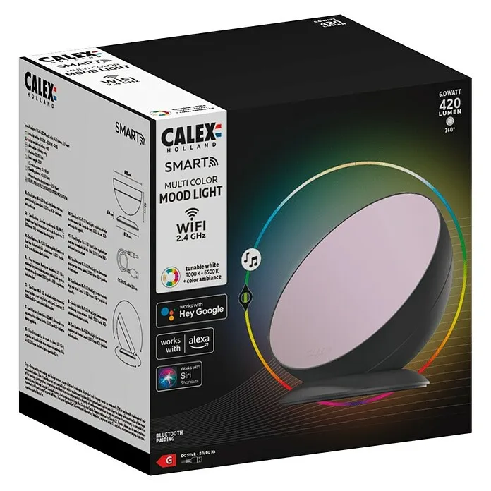 Wandmontage Calex Decoratieve ronde ledlamp Moodlight - Zwart, Diameter: 175 mm