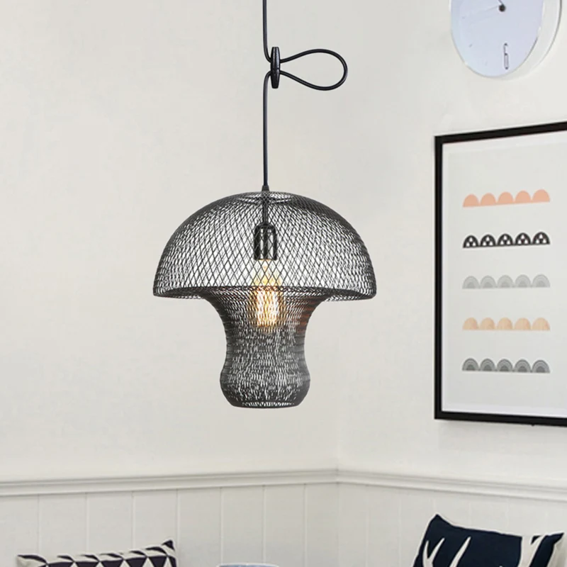 Zwarte gaas kooi hanglamp industriële metalen één lichte eetkamer hanglamp